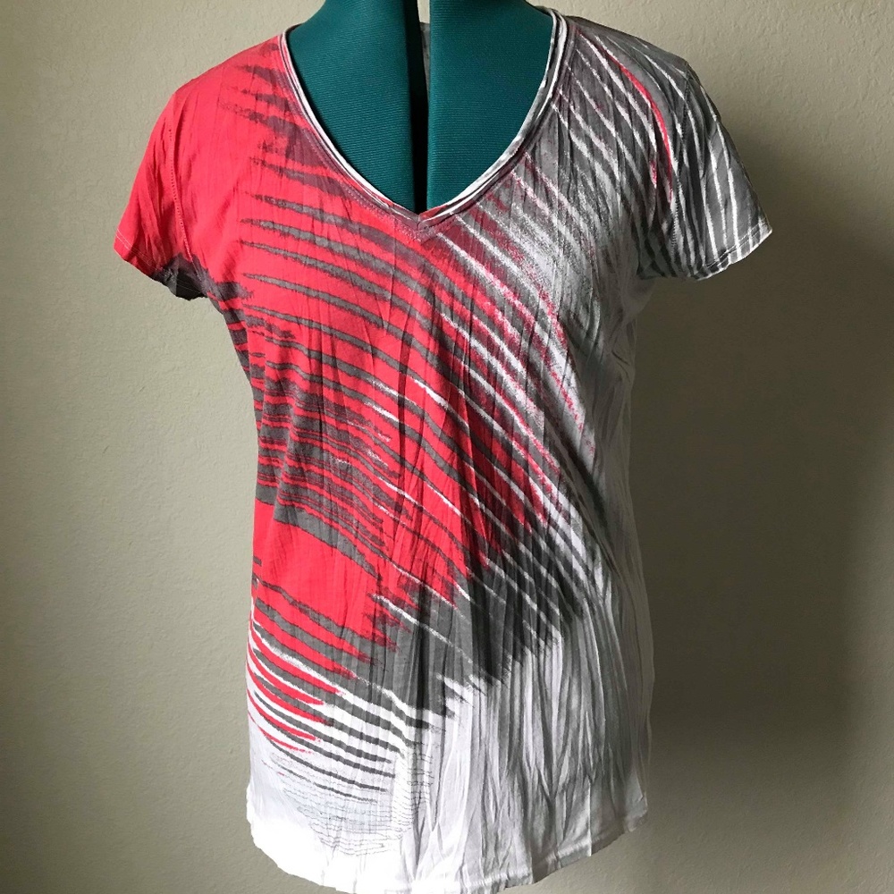 Calvin Klein Jeans Tee Shirt White Gray Orange-Red